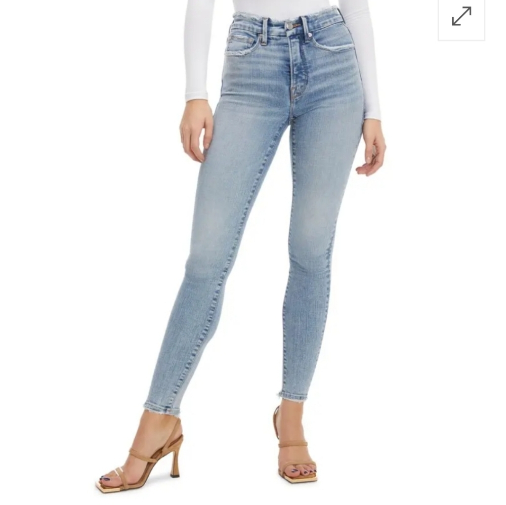 Good American Good Legs Destroyed Hem Jeans